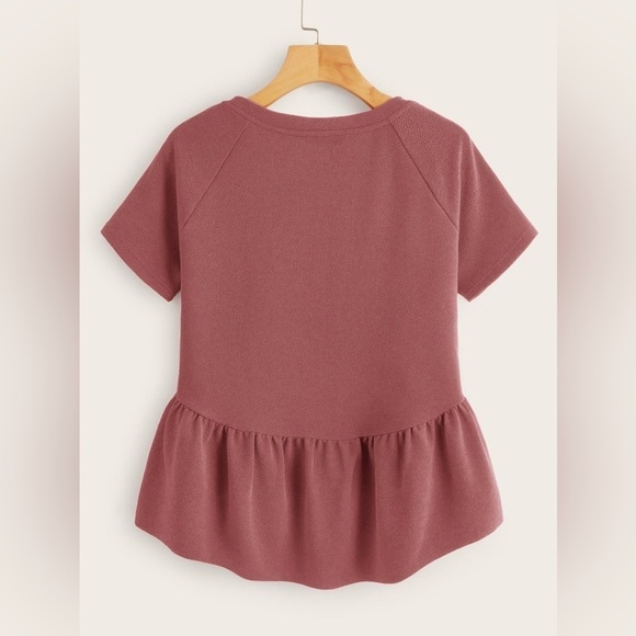 ❤️ 🆕 SHEIN Solid Raglan Sleeve Peplum Top size XS - Picture 2 of 7